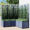 Image de vidaXL Jardinière avec Treillis, Bac à Fleurs, Pot à Plantes, Boîte à Fleurs Jardin Terrasse Patio Extérieur, Bleu Gris 318257