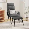 Image de vidaXL Relaxstoel met voetenbank stof en kunstleer lichtgrijs3097506