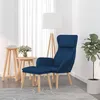 Image de Chaise de relaxation avec tabouret Bleu Velours