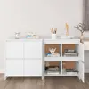 Image de vidaXL Buffets 2 pcs, Armoires avec 4 Portes, Meubles de Rangement, Organisateurs de Salle de Séjour Salon, Blanc Bois d'Ingénierie