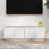 Image de Meuble TV Blanc 110x34x40 cm Bois de pin massif