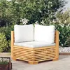 Image de vidaXL Canapé d'angle de jardin et coussins crème Bois de teck massif