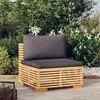 Image de vidaXL Canapé central de jardin coussins Gris foncé Bois teck massif