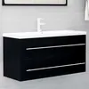 Image de Armoire d évier avec lavabo intégré Noir Aggloméré