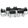 Image de Salon de jardin vidaxl 6 personnes noir 7 pieces 74 x 100 x 74 cm polyethylene