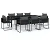 Image de Ensemble de salle à manger de jardin, vidaXL 9 pcs Noir