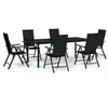 Image de Ensemble de salle à manger de jardin vidaXL 7 pcs, Noir.