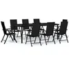 Image de Ensemble de salle à manger de jardin, vidaXL 9 pcs, Noir.