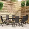 Image de vidaXL Ensemble de salle à manger de jardin 7 pcs Noir 3099110