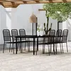 Image de vidaXL Ensemble de salle à manger de jardin, 7 pcs Noir