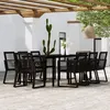 Image de vidaXL Ensemble de salle à manger de jardin, 9 pcs, Noir.