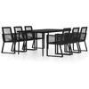 Image de vidaXL Ensemble de salle à manger de jardin 7 pcs Noir.
