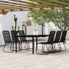 Image de Salon de jardin GENERIQUE resine tressee noir 6 personnes 200 x 100 x 74 cm 7 pieces