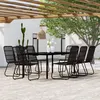Image de Salon de jardin GENERIQUE resine tressee noir 9 pieces 200 x 100 x 74 cm 8 personnes