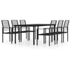 Image de Ensemble de salle à manger de jardin, vidaXL 7 pcs, Noir