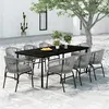Image de Salon de jardin GENERIQUE gris 8 personnes 9 pieces 200 x 100 x 74 cm rotin