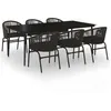 Image de Ensemble de salle à manger de jardin, 7 pcs, Noir.