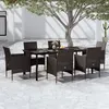 Image de vidaXL Ensemble de salle à manger de jardin, avec coussins, 7 pcs, Noir