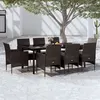 Image de vidaXL Ensemble de Salle à Manger de Jardin avec Coussins 9 pcs Mobilier à Dîner Table et Chaises de Repas 3099286