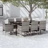 Image de vidaXL Ensemble de salle à manger de jardin et coussins 9pcs Gris-noir