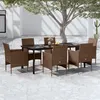 Image de vidaXL Ensemble de salle à manger de jardin coussins 7 pcs Marron-noir