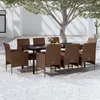 Image de Salon de jardin GENERIQUE resine tressee marron 9 pieces 200 x 100 x 74 cm 8 personnes