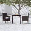 Image de vidaXL Mobilier de Salle à Manger de Jardin avec Coussins 3 pcs Mobilier à Dîner Table et Chaises de Repas Meubles de 3099305