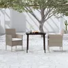 Image de vidaXL Mobilier de Salle à Manger de Jardin Coussins 3 pcs Mobilier à Dîner Table et Chaises de Repas Meubles de Terrasse 3099317