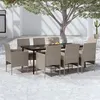 Image de vidaXL Ensemble de salle à manger de jardin coussins 9 pcs Marron-noir