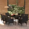 Image de vidaXL Ensemble de salle à manger de jardin, avec coussins, 9 pcs Noir