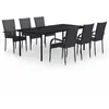Image de Ensemble de salle à manger de jardin 7 pcs, vidaXL Noir