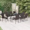 Image de Salon de jardin vidaxl 9 pieces resine tressee 8 personnes 200 x 100 x 74 cm marron