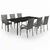 Image de vidaXL Ensemble de salle à manger de jardin 7 pcs, Gris et noir