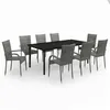 Image de vidaXL Ensemble de salle à manger de jardin 9 pcs Gris et noir