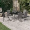 Image de vidaXL Ensemble de salle à manger de jardin 7 pcs Gris et noir, 45.28 kg