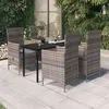 Image de vidaXL Ensemble de salle à manger de jardin avec coussins 5 pcs Gris, 58.4 kg