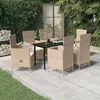 Image de Salon de jardin vidaxl 6 personnes 7 pieces resine tressee 140 x 70 x 74 cm beige
