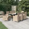 Image de Salon de jardin GENERIQUE beige 9 pieces 8 personnes 200 x 100 x 74 cm resine tressee