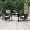 Image de vidaXL Mobilier de Salle à Manger de Jardin avec Coussins 3 pcs Mobilier à Dîner Table et Chaises de Repas Meubles de 3099443