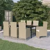 Image de Salon de jardin GENERIQUE 9 pieces 8 personnes beige 200 x 100 x 74 cm resine tressee