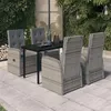Image de vidaXL Ensemble de Salle à Manger de Jardin avec Coussins 5 pcs Mobilier à Dîner Table et Chaises de Repas Meubles 3099475