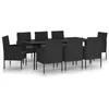 Image de Ensemble de salle à manger de jardin 9 pcs, vidaXL Noir
