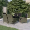 Image de vidaXL Ensemble de Salle à Manger de Jardin 7 pcs Mobilier à Dîner Table et Chaises de Repas Meubles de Terrasse Patio Extérieur Marron