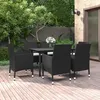 Image de vidaXL Mobilier à dîner de jardin coussins 7 pcs Résine tressée Verre, 63 kg