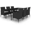 Image de vidaXL Ensemble à dîner de jardin coussins, 7 pcs, Résine tressée Verre