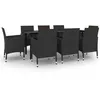 Image de vidaXL Ensemble à Dîner de Jardin Coussins 9 pcs Mobilier de Salle à Manger de Patio Table et Chaises de Repas Extérieur 3099690