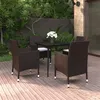 Image de vidaXL Mobilier à Dîner de Jardin Coussins 5 pcs Ensemble de Salle à Manger de Patio Table et Chaises de Repas Extérieur Résine Tressée Verre