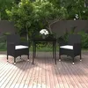 Image de vidaXL Mobilier à Dîner de Jardin Coussins 3 pcs Ensemble de Salle à Manger de Patio Table et Chaises de Repas Extérieur 3099727