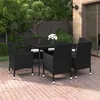 Image de vidaXL Mobilier à dîner de jardin coussins 7 pcs Résine tressée Verre, 62.48 kg
