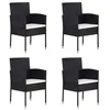 Image de vidaXL Chaises de jardin coussins blanc crème 4pcs noir résine tressée, siège de jardin, chaise de balcon, chaise à dîner de 318727